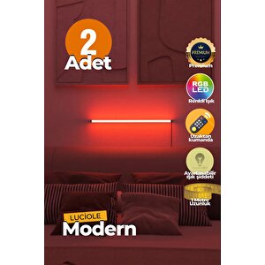 Uzaktan Kumandalı Led Lambader 2 Adet Yatak Üstü, Tv Yanı ,oturma Odası - Rgb Çok Renkli Akn2