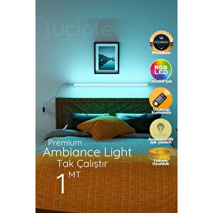 Yatak Tv Üstü Led Abajur Işık Uzaktan Kumandalı Renk Animasyon Yapışkanlı Bed.lightma