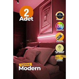 Uzaktan Kumandalı Led Işık 2 Adet Yatak Üstü, Tv Yanı ,oturma Odası - Rgb Çok Renkli Bldl3