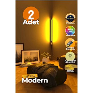 Uzaktan Kumandalı Led Lambader 2 Adet Yatak Üstü, Tv Yanı ,oturma Odası - Rgb Çok Renkli Nek4