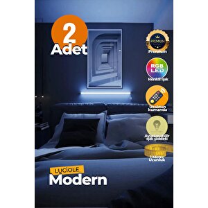 Uzaktan Kumandalı Led Abajur 2 Adet Yatak Üstü, Tv Yanı ,oturma Odası - Rgb Çok Renkli Abld5