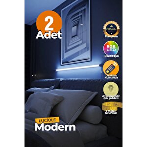 Uzaktan Kumandalı Led Işık 2 Adet Yatak Üstü, Tv Yanı ,oturma Odası - Rgb Çok Renkli Bldl5