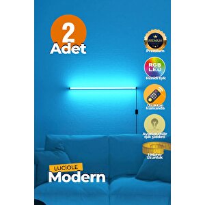 Uzaktan Kumandalı Led Işık 2 Adet Yatak Üstü, Tv Yanı ,oturma Odası - Rgb Çok Renkli Aknl4