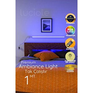 Yatak Tv Üstü Led Abajur Işık Uzaktan Kumandalı Renk Animasyon Yapışkanlı Bed.lightpe