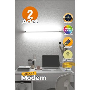 Uzaktan Kumandalı Led Abajur 2 Adet Yatak Üstü, Tv Yanı ,oturma Odası - Rgb Çok Renkli Akna