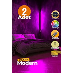 Uzaktan Kumandalı Led Abajur 2 Adet Yatak Üstü, Tv Yanı ,oturma Odası - Rgb Çok Renkli Anek2