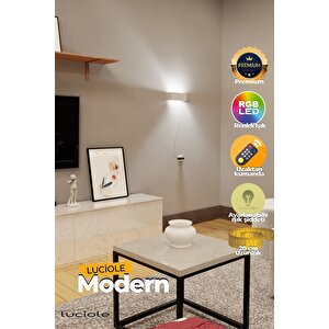 Led Abajur Yatak Oturma Odası Salon  Lambası Rgb Işık Çok Renkli Dikdörtgen Kumandalı  Ablby