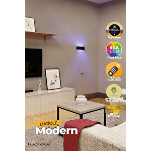 Led Aplik Yatak Oturma Odası Lambası Rgb Işık Çok Renkli Dikdörtgen Uzaktan Kumandalı Aplikledma