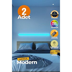 Uzaktan Kumandalı Led Abajur 2 Adet Yatak Üstü, Tv Yanı ,oturma Odası - Rgb Çok Renkli Abld