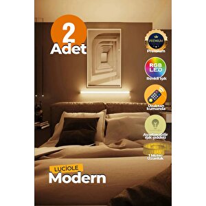 Uzaktan Kumandalı Led Abajur 2 Adet Yatak Üstü, Tv Yanı ,oturma Odası - Rgb Çok Renkli Abld