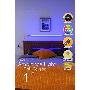 Yatak Tv Üstü Led Abajur Işık Uzaktan Kumandalı 16 Renk 4 Animasyon Yapışkanlı Bed.lightma