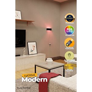 Led Duvar Işık Aplik Yatak Odası Lambası Rgb Işık Çok Renkli Dikdörtgen Uzaktan Kumandalı Dvrledma