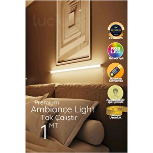 Çok Renkli Led Lambader Yapışkanlı 1 Metre Her Alana Uygun Uzaktan Kumandalı Wyeşil1