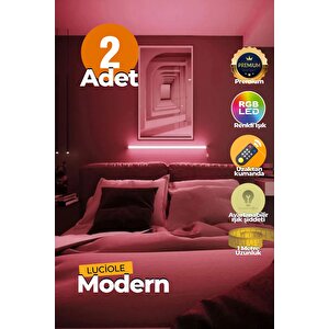 Uzaktan Kumandalı Led Abajur 2 Adet Yatak Üstü, Tv Yanı ,oturma Odası - Rgb Çok Renkli Abld6