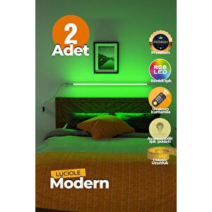 Uzaktan Kumandalı Led Işık 2 Adet Yatak Üstü, Tv Yanı ,oturma Odası - Rgb Çok Renkli Luciyl4