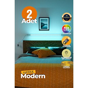 Uzaktan Kumandalı Led Işık 2 Adet Yatak Üstü, Tv Yanı ,oturma Odası - Rgb Çok Renkli Luciyl4