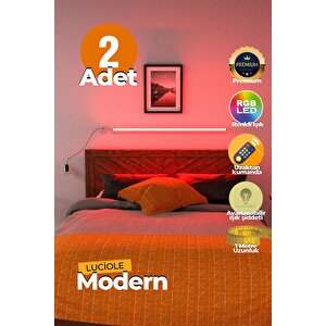 Uzaktan Kumandalı Led Işık 2 Adet Yatak Üstü, Tv Yanı ,oturma Odası - Rgb Çok Renkli Luciyl4
