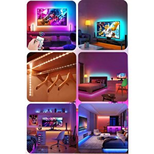 1 Metre Tv Arkası 16 Renkli Tak Çalıştır Yatak Odası Mutfak Bilgisayar Rgb Led Vtarkled1