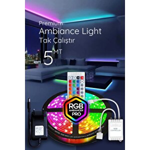 Rgb Led Tak Çalıştır 16 Renkli 4 Animasyonlu Tv Arkası Led Yatak Odası Led Bilgisayar Led 5metre
