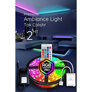 Rgb Led Tak Çalıştır 16 Renkli 4 Animasyonlu Tv Arkası Led Yatak Odası Led Bilgisayar Led 2metre