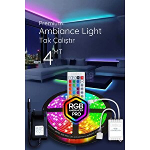 Rgb Led Tak Çalıştır 16 Renkli 4 Animasyonlu Tv Arkası Led Yatak Odası Led Bilgisayar Led 4metre