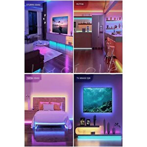 Rgb Led Tak Çalıştır 16 Renkli 4 Animasyonlu Tv Arkası Led Yatak Odası Led Bilgisayar Led 3metre