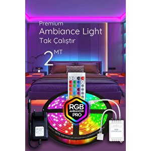 Rgb Led Tak Çalıştır 16 Renkli 4 Animasyonlu Tv Arkası Led Yatak Odası Led Bilgisayar Led 2metre