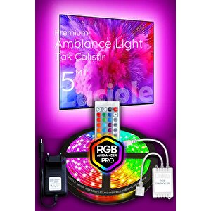 5 Metre Tv Arkası 16 Renkli Tak Çalıştır Yatak Odası Mutfak Bilgisayar Rgb Led Lambader