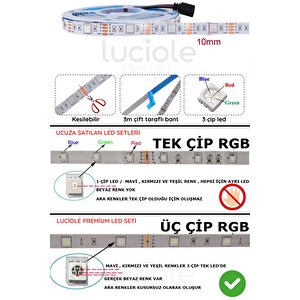 2 Metre Tv Arkası 16 Renkli Tak Çalıştır Yatak Odası Mutfak Bilgisayar Led Rgb Abajur