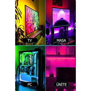 Tv Arkası Yatak Çocuk Odası Mutfak Salon Rgb Şerit Led Uzaktan Kumandalı Tak Çalıştır 4 Metre