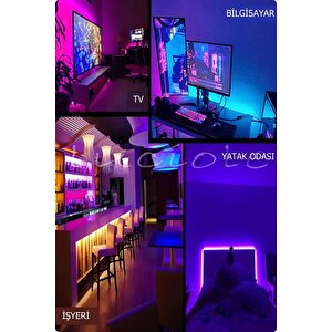 Tv Arkası Yatak Çocuk Odası Mutfak Salon Rgb Şerit Led Uzaktan Kumandalı Tak Çalıştır 4 Metre