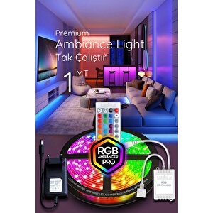 1 Mt Şerit Led Animasyonlu Tak Çalıştır Kumandalı Rgb Işık Duvar Aydınlatma Ambiyans Lambader