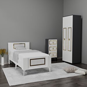 Nora Çocuk,genç Odasi Takimi (b-h-l) Antrasit-Beyaz-Altın Antrasit Beyaz Gold