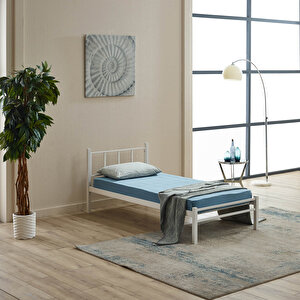 Titan Metal Karyola+yatak Seti Tek Kişilik - Beyaz 90x200 cm