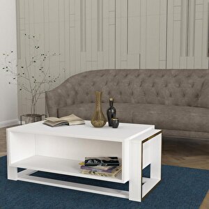 Bianco Orta Sehpa Beyaz - Gold