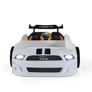 Beyaz Arabalı Yatak Sport Mustang Işıklı