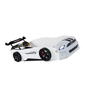 Beyaz Arabalı Yatak Sport Mustang Işıklı