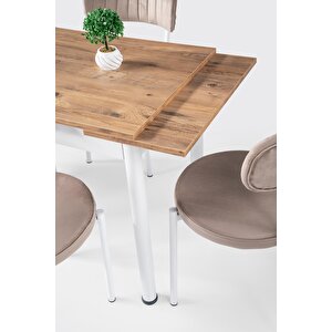 Smart Beta Açılır Mutfak Masası Ve 4 Adet Sandalye Takımı 60*90 Beyaz