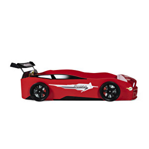 Kırmızı Bazalı Arabalı Yatak Sport Mustang Işıklı