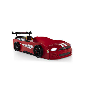 Kırmızı Bazalı Arabalı Yatak Sport Mustang Işıklı