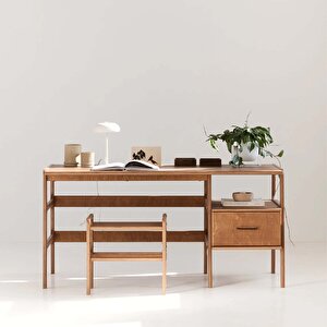 Nordik Ahşap Çalışma Masası 180x60 Tik Renk Cpt4629-180