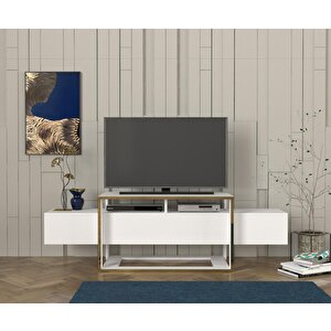Bianco Tv Sehpası Beyaz - Gold