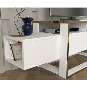 Bianco Tv Sehpası Beyaz - Gold