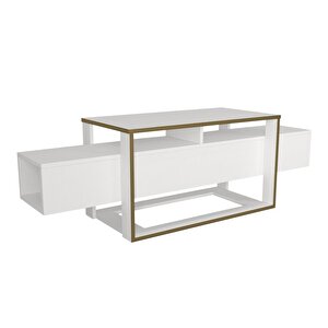 Dekorister Bianco Tv Sehpası Beyaz - Gold