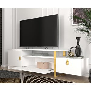 Dekorister Aramis Tv Sehpası Beyaz - Gold