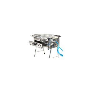 Tüplü Lav Taşlı Gürsaç Paslanmaz Krom Mangal Seti 35x45cm