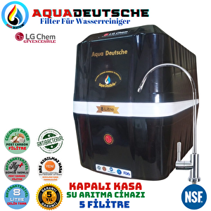 Aqua Deutsche Premium Si̇yah Beyaz 8 Litrelik  Gümüş İyonlu Tatlandiricili Su Arıtma Cihazı