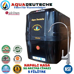 Aqua Deutsche Premium Si̇yah 8 Litrelik  Gümüş İyonlu Tatlandiricili Su Arıtma Cihazı