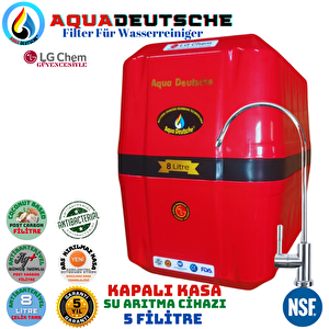 Aqua Deutsche Premium Kirmizi Si̇yah 8 Litrelik  Gümüş İyonlu Tatlandiricili Su Arıtma Cihazı