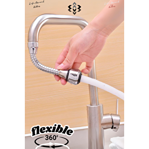 Flexible Esnek Spiral Hortumlu Musluk Batarya Ucu Başlığı 2 Farklı Mod Fonksiyonlu Musluk Başlığı